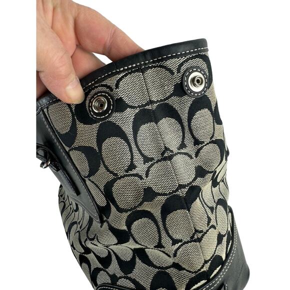 Y2K Era Coach Shoulder Bag Iconic Black and Gray Monogram Print Purse - Picture 10 of 16